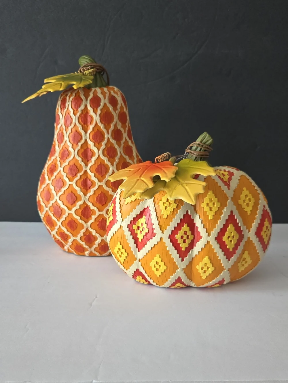 Robert Stanley Design Autumn Resin Mosaic Decorative Pumpkin & Gourd Set